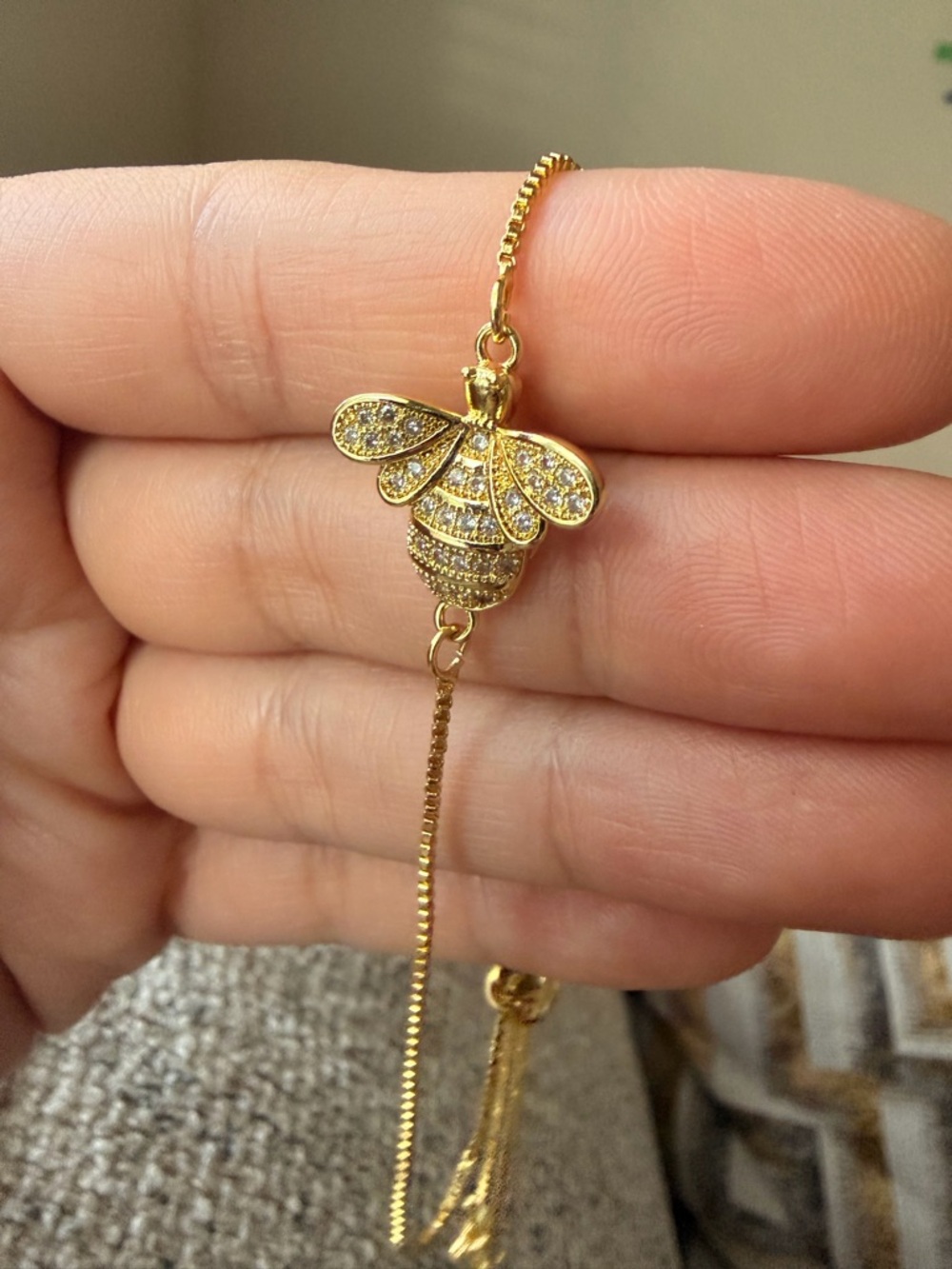 Gold Bee Pendant Necklace - Picture 3 of 9